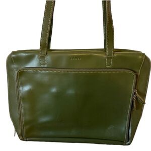 Lodis Green Leather Laptop Bag/Briefcase